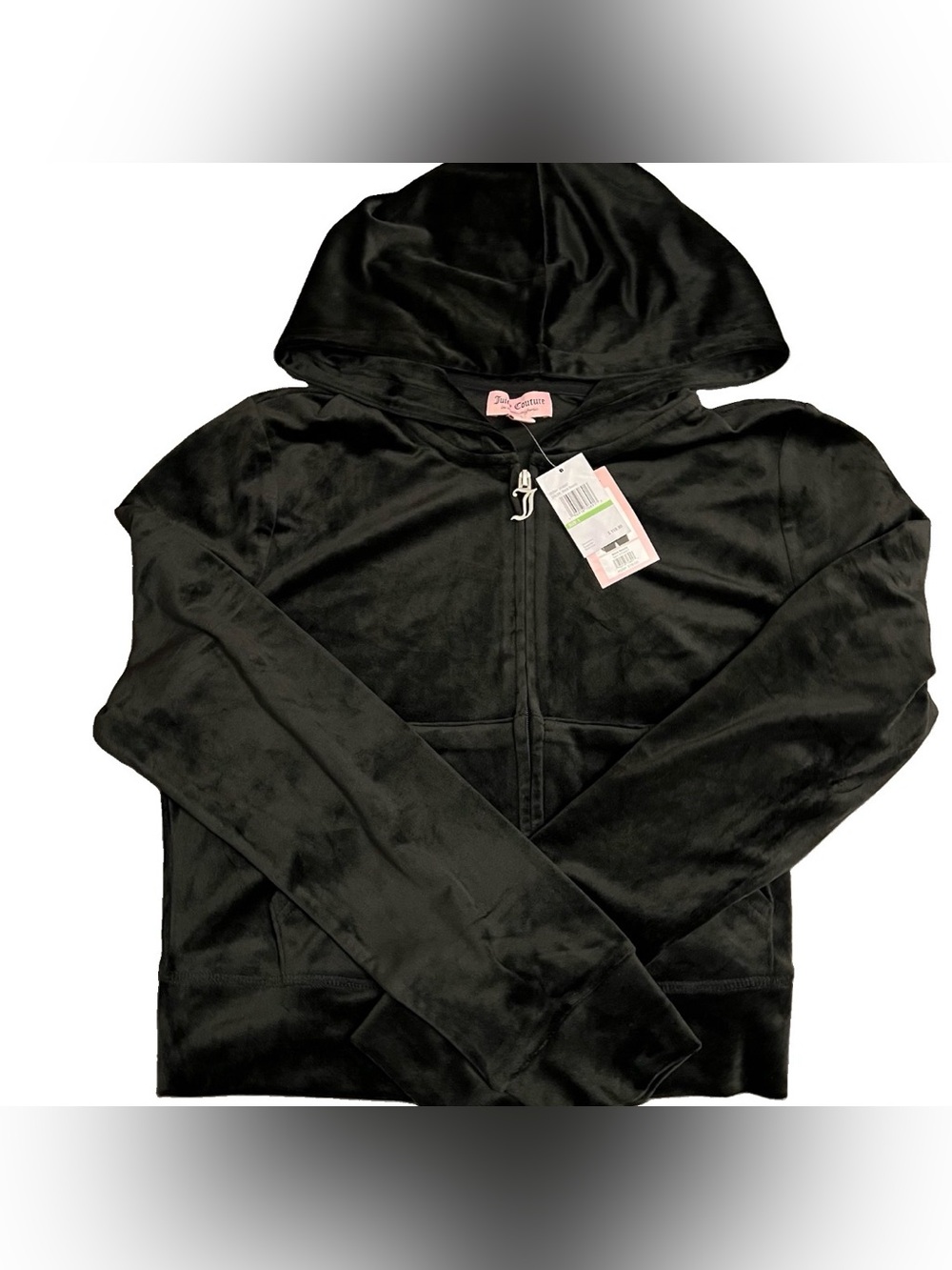 Juicy Couture Classic Velour Zip Up Hoodie In Black Beauty Size L
